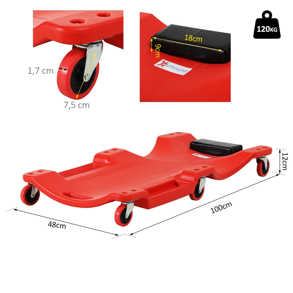 Tavolo da lavoro con ruote ¨C zephmum ¨C 100x48x12 cm Rosso