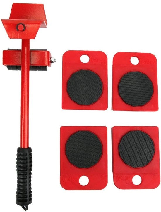 Kit di trasporto mobiliare 5 pezzi - Rulli mobiliari - Sollevatore mobiliare - Pneumatici pesanti - Progettazione ergonomico - Design elegante e efficiente