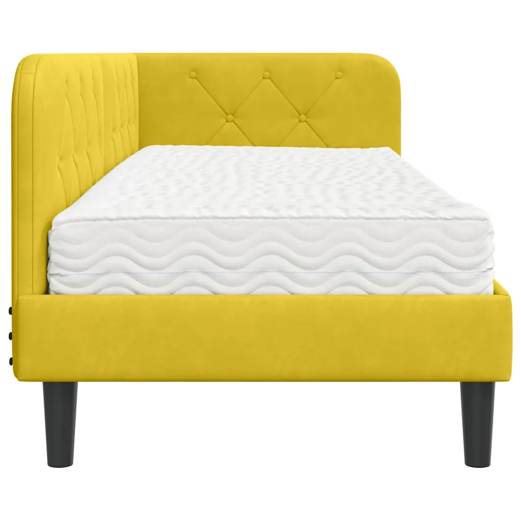 Letto singolo | Letto per adulti | Cornice del letto ad angolo Giallo 80 x 200 cm Velluto