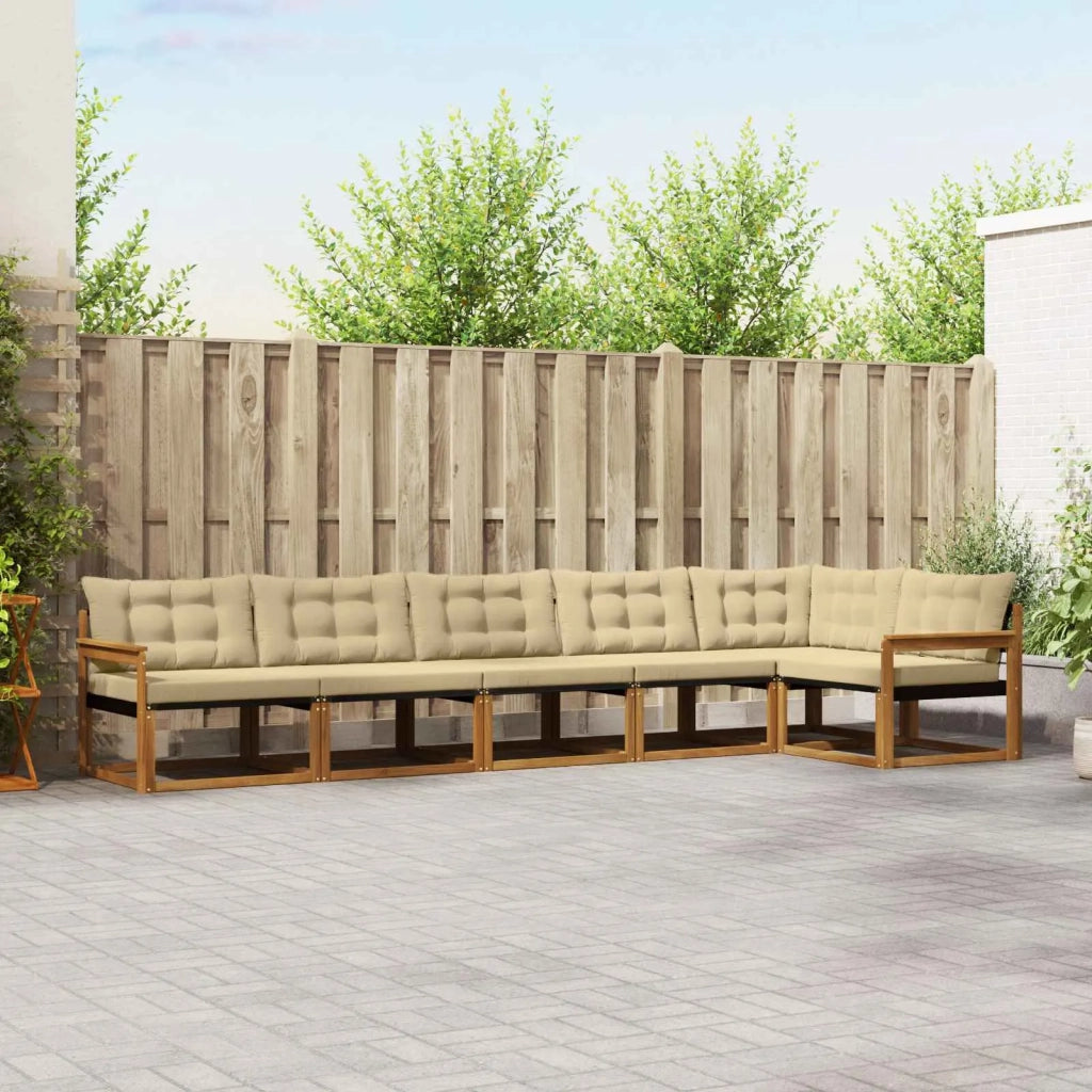 Set di divani da esterno con cuscino 6 pcs Naturale e Beige 3369500