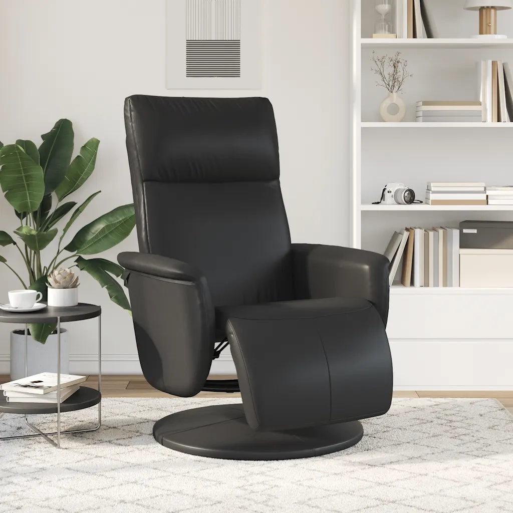 Poltrona | Sedia Relax Reclinabile con Poggiapiedi Nera in Similpelle