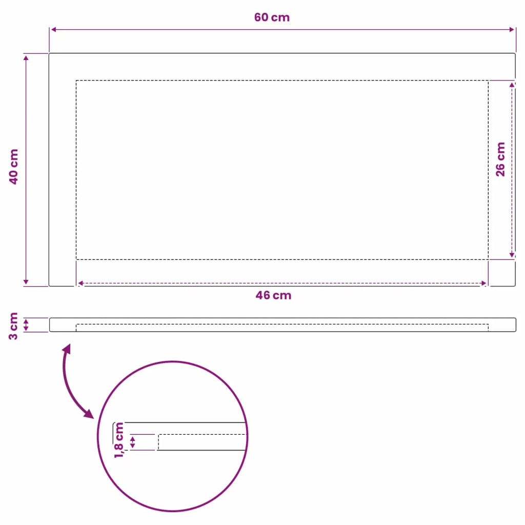 Piano del Tavolo Rettangolare 90 x 50 x 3,5 cm Rettangolare 938194