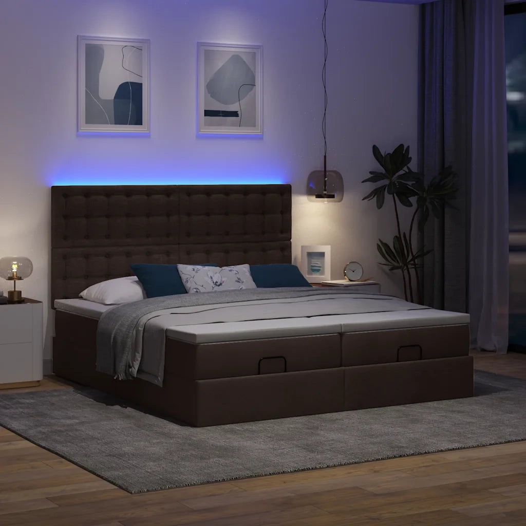 Struttura Letto Pouf con Materassi 200x200 cm in Tessuto 3314593