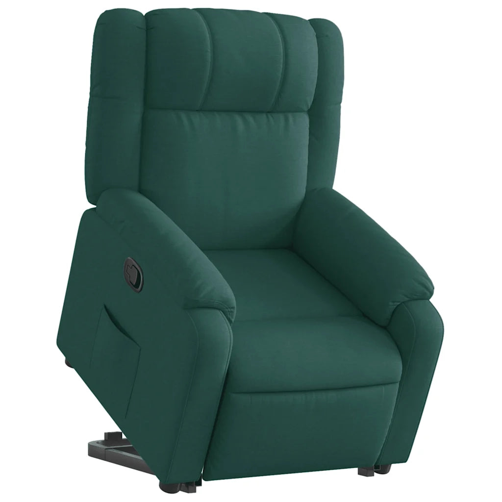Poltrona | Sedia Relax Alzapersona Reclinabile Verde Scuro in Tessuto