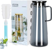 Acquario da 1,8 litri in vetro di borosilicato con coperchio, caraffa da acqua in vetro di borosilicato, caraffa per tè freddo, caraffa per tè e succhi di frutta