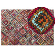 Tappeto di pezza Tappeto fatto a mano bohémien intrecciato in cotone Multicolore 140 x 200 cm