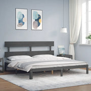 Giroletto con Testiera Grigio 200x200 cm in Legno Massellocod mxl 100953