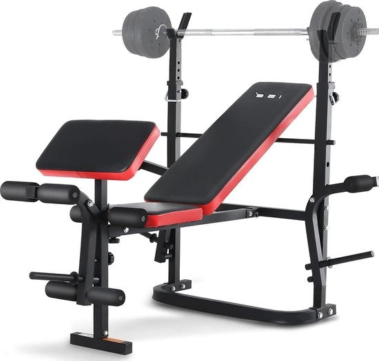 Banca di allenamento multifunzionale pieghevole regolabile con curlatore per le gambe - attrezzo di fitness per casa per piegamenti e sollevamenti di banco - sostenibile fino a 120 kg