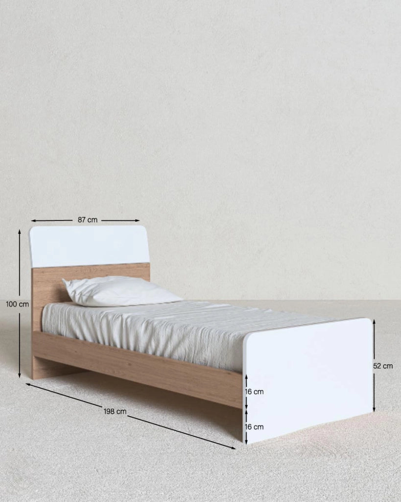 Letto Comby con fascioni e pediera - Letto singolo 87 x 197 - Struttura virginia e bianco - Rete e materasso esclusi_