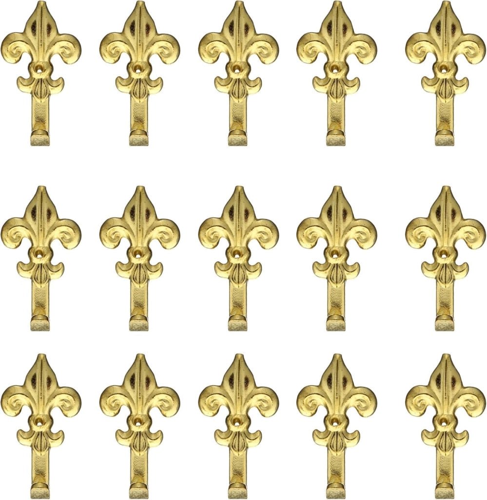 Set 15 Ganci Oro per Quadro Forma Giglio Chiodi 17mm Ganci da 4,5cm 66882