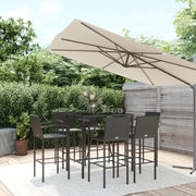 Set da Bar da Giardino 7 pz Nero in Polyrattan