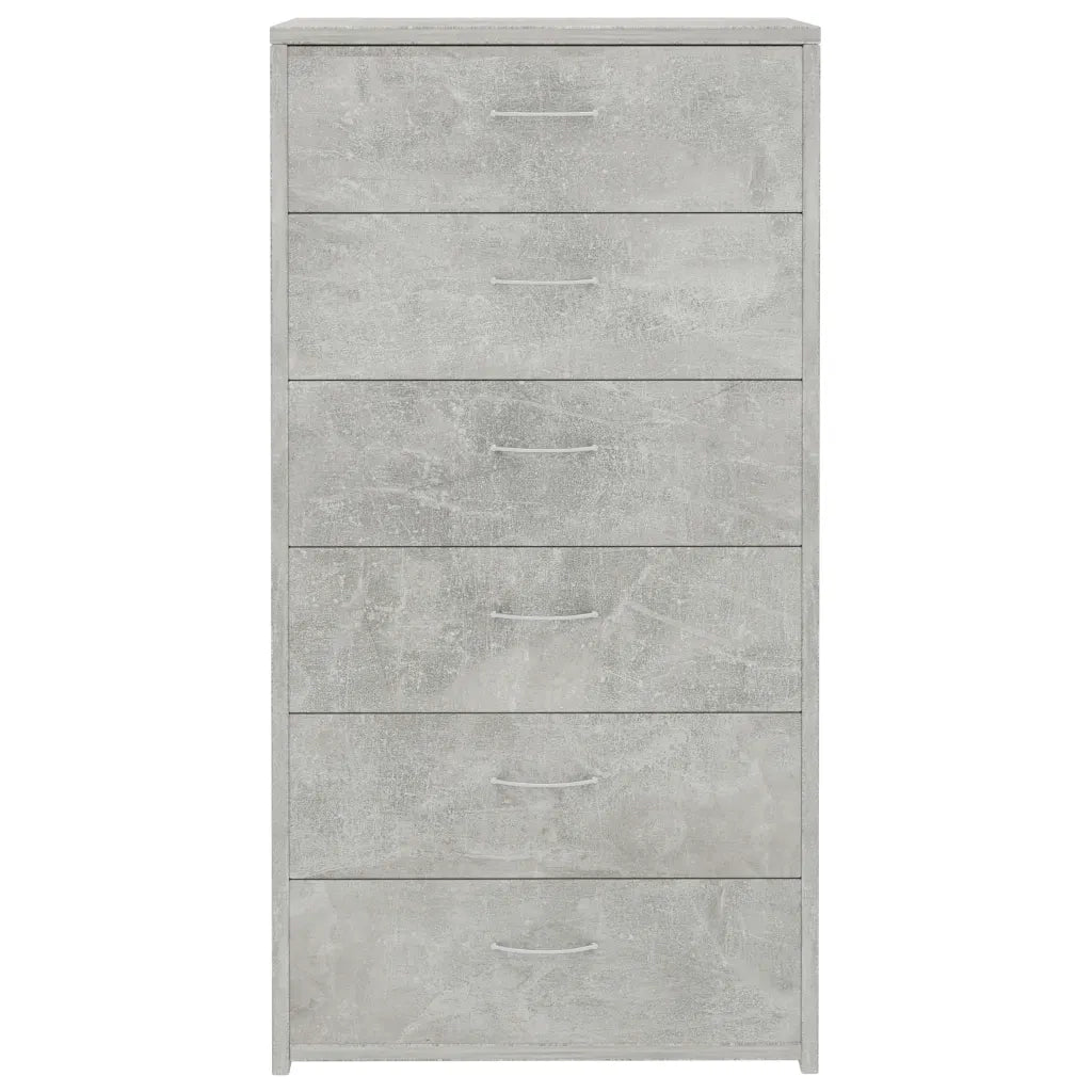 Credenza con 6 Cassetti Grigio Cemento 50x34x96cm in Truciolato cod mxl 15383