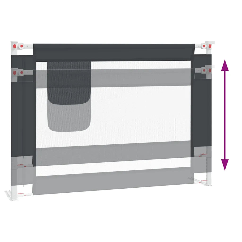 Sponda Letto Sicurezza Bambini Grigio Scuro 90x25 cm Tessuto 10225