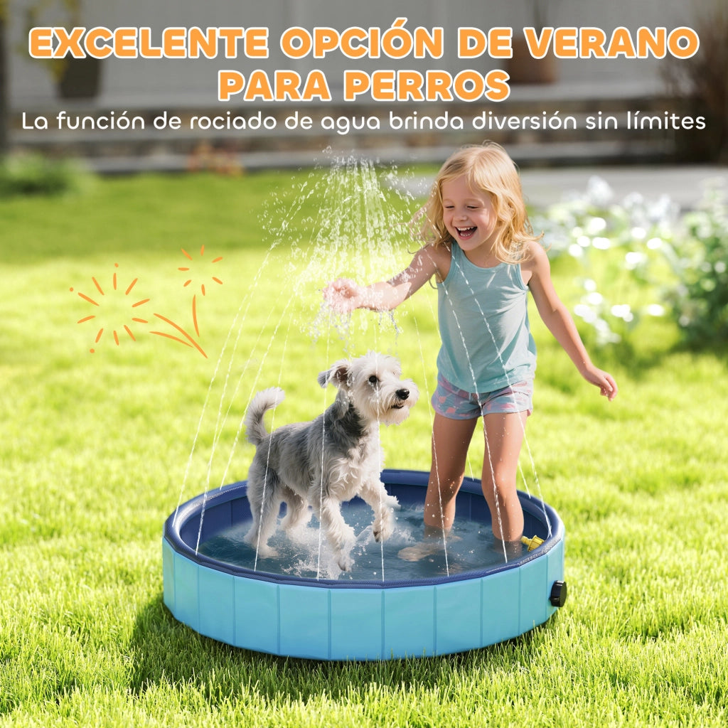 Piscina per Cani Pieghevole ¨C Xylo ¨C PVC Antiscivolo ?80x20cm Azzurro