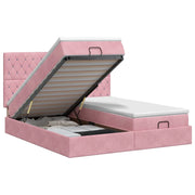 Letto ottomano con materasso con testiera 2 pcs Rosa Velluto 3457901