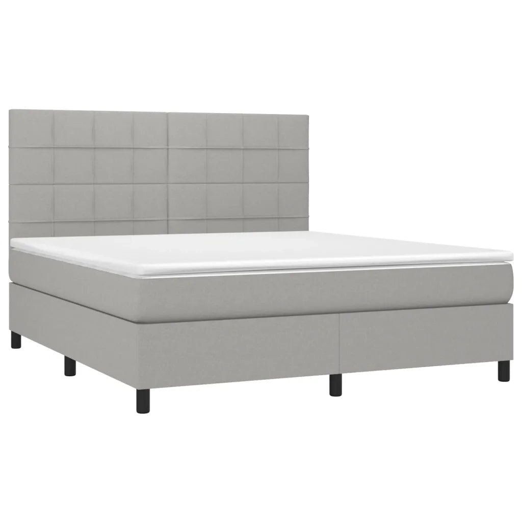 Letto a Molle Materasso e LED Grigio Chiaro 180x200 cm Tessuto 3134893
