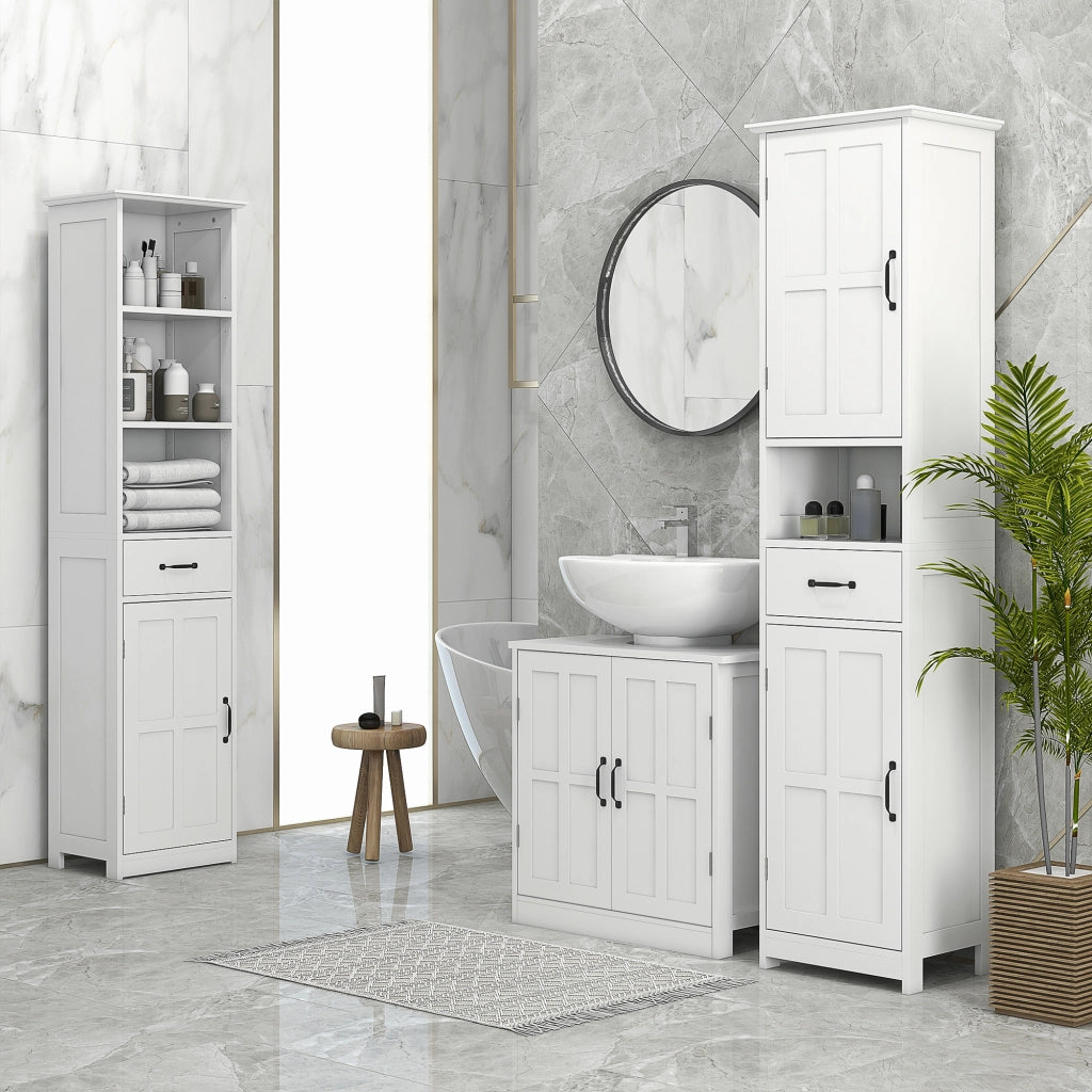 Mobile per Lavabo 60x30x60 cm Sotto Lavabo con 2 Ante e Ritaglio a Forma di U in MDF Bianco