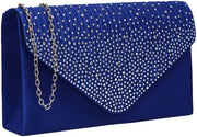 Borsa Abby con pietre stuzzicadenti per donne, blu reale, unico modello