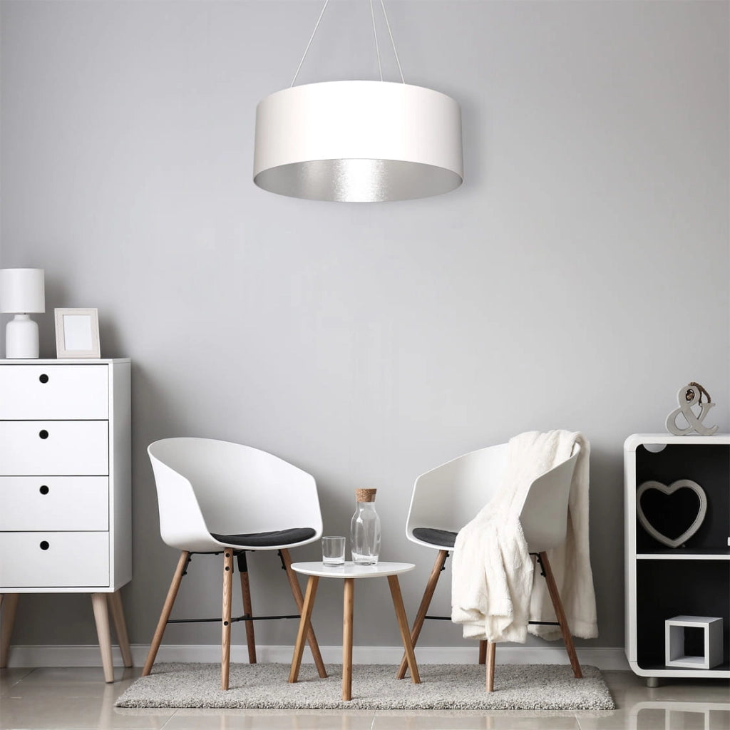Lampadario a sospensione Milagro Robin 3xE27 bianco argento