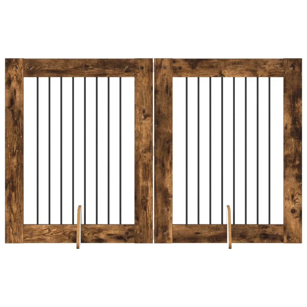 Cancello per cani con supporti 2 pcs Rovere Fumo 80 x 100 cm