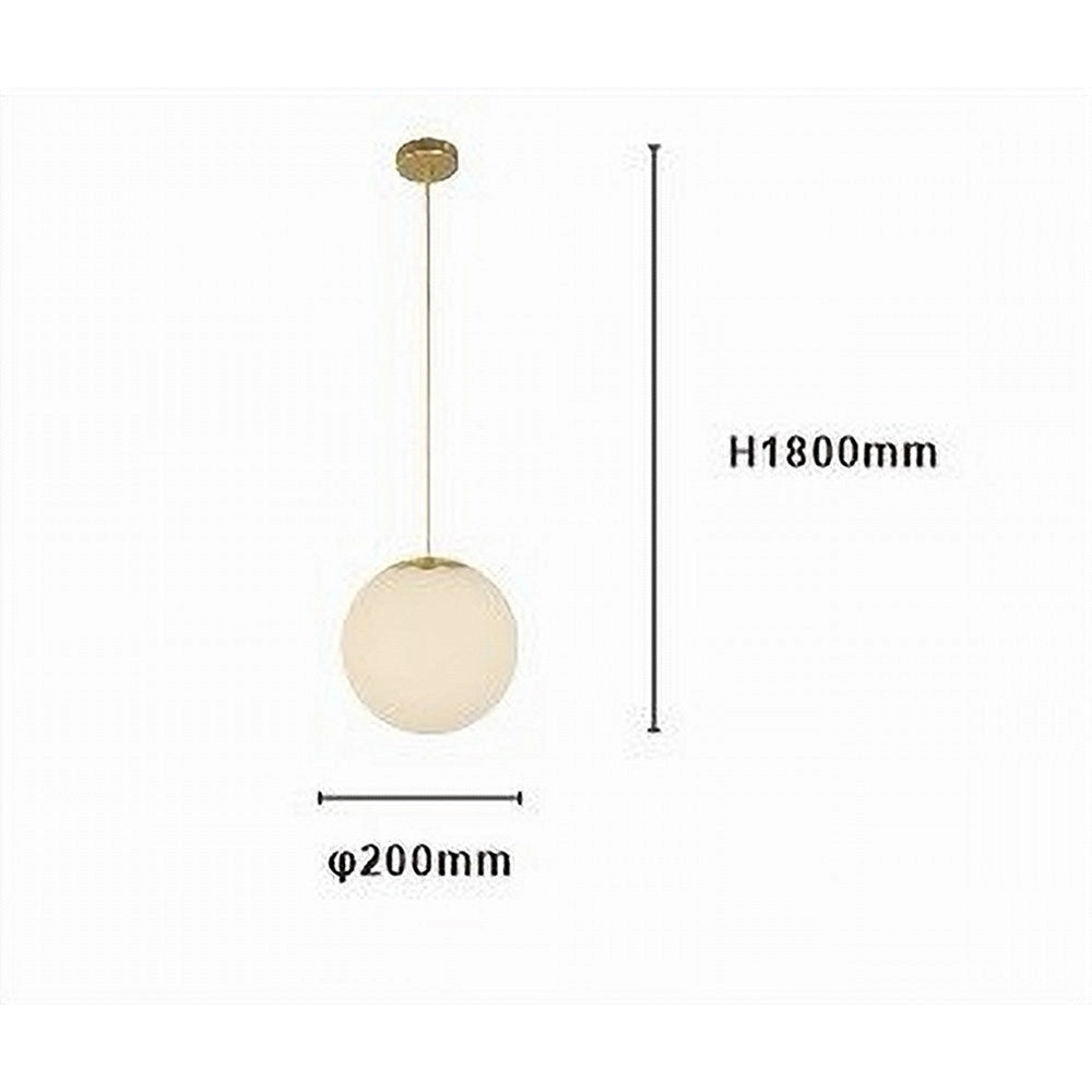 Trade Shop - Lampadario A Sospensione Oro Con Sfera Vetro Bianco Attacco E27 Moderno Minimal 33504 -