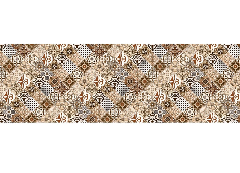 Tappeto Passatoia Cucina Antiscivolo Sottolavello Digitale Dis. Maiolica Marrone - 50x230 - Marrone