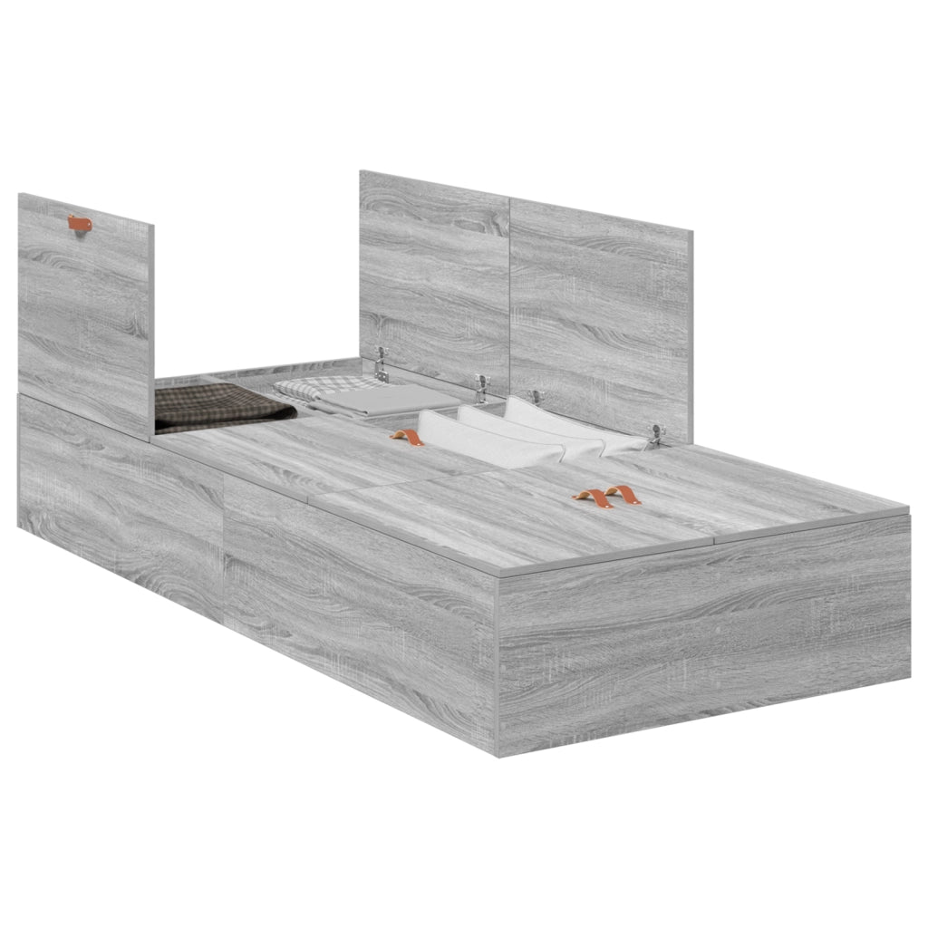 Struttura letto con contenitore vitaXL Grigio Sonoma 100x200 cm