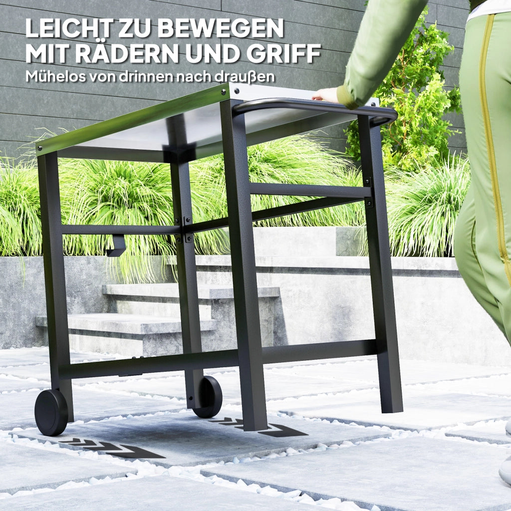 Carrello da cucina 2 piani con ripiano lavoro ¨C zephmum ¨C 102x56x81 cm