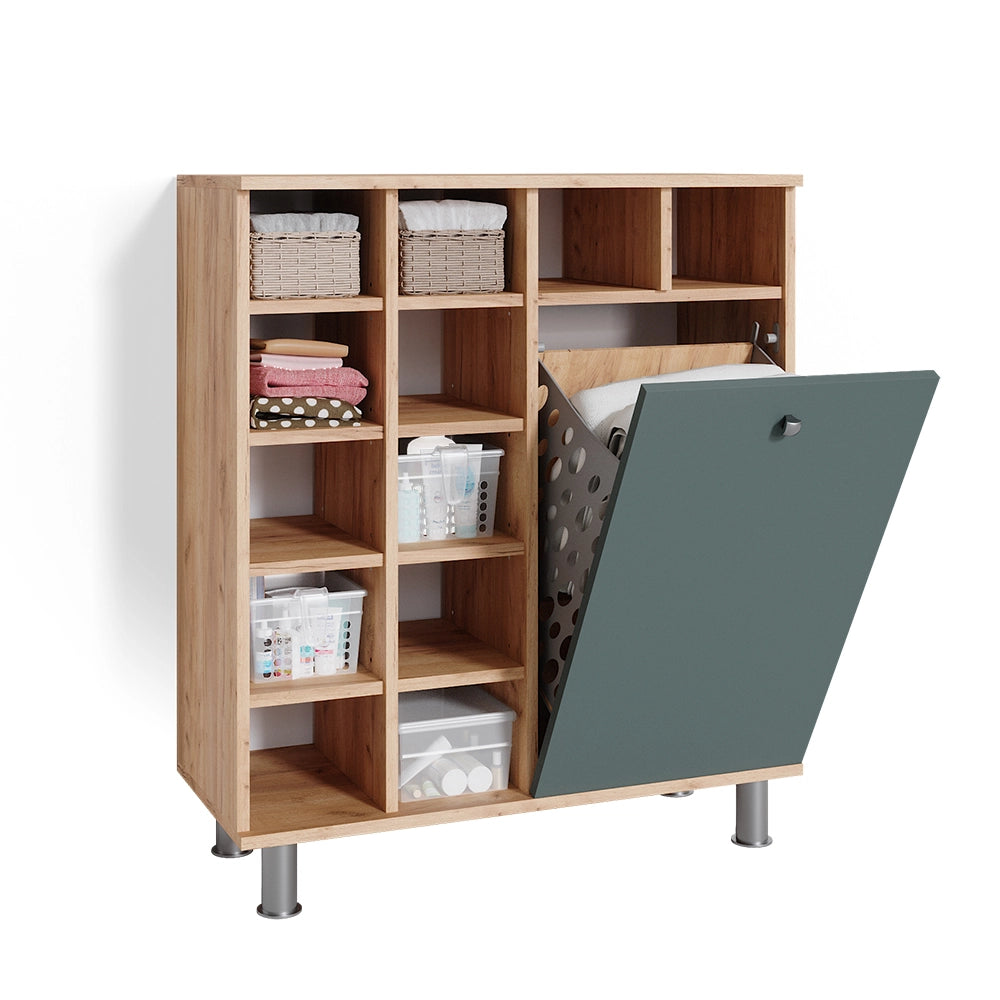 Armadietto da bagno con portabiancheria Fynn Verde 78.4 x 91.6 cm Vicco