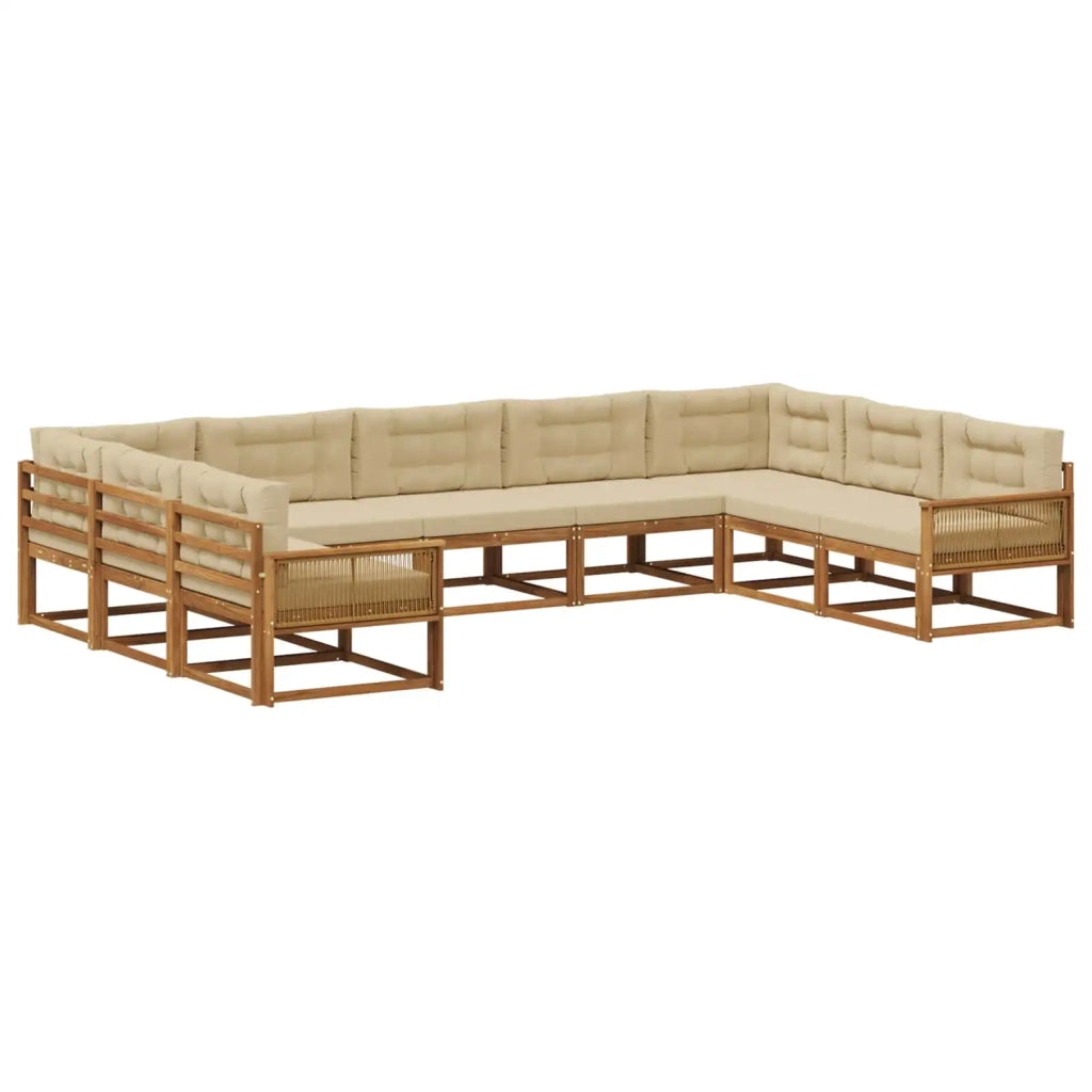 Set di divani da esterno 9 pz Naturale e Beige 3382891