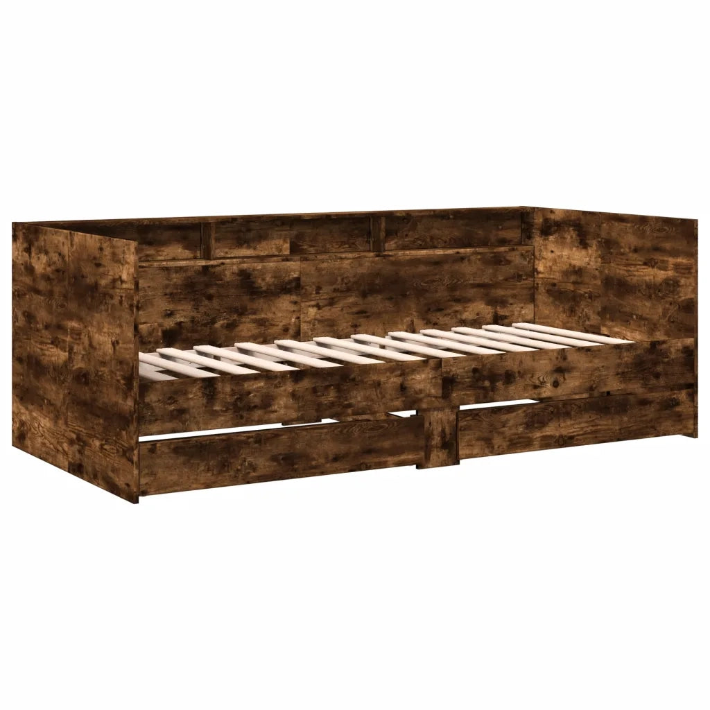 Divano Letto con Cassetti senza Materasso-Sofa Letto-Daybed Rovere Fumo 90x190 cm 514194