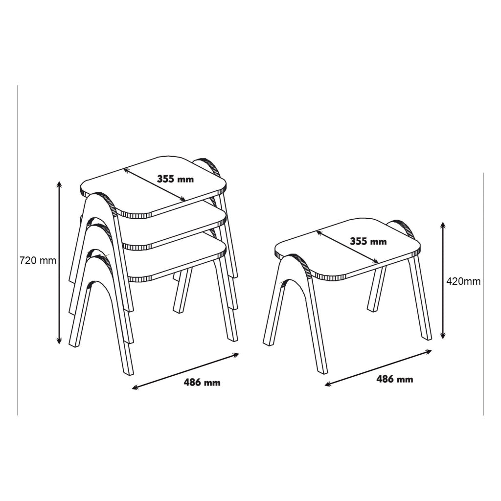 Cerrione, Tavolino da Salotto set 3 Pezzi, 49x36x42h cm Marrone Noce