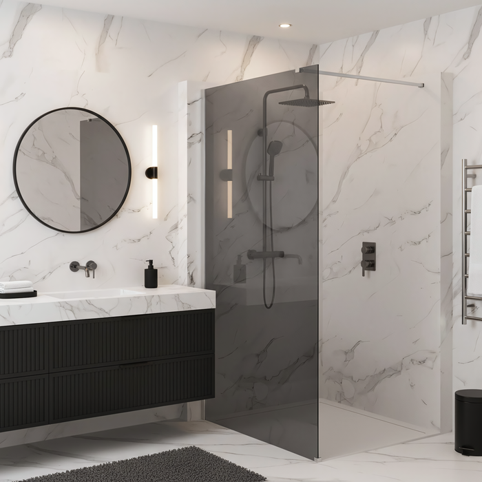 Parete Doccia Rea Flexi Grey / Chrome 130