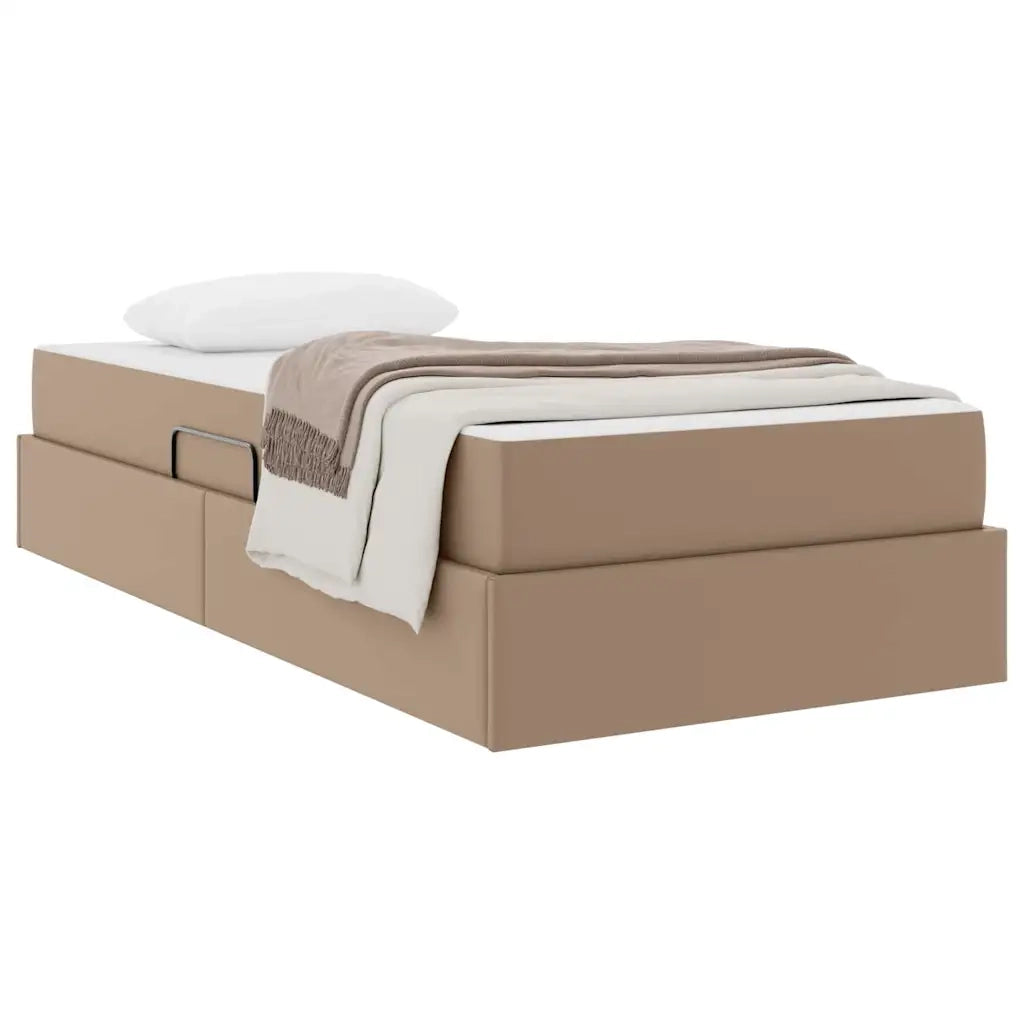 Letto con contenitore e materasso 2 pcs Cappuccino Pelle 3399595