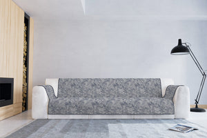 Copridivano con Copri Braccioli Seduta 230 cm in Poliestere e Cotone Blu Scuro