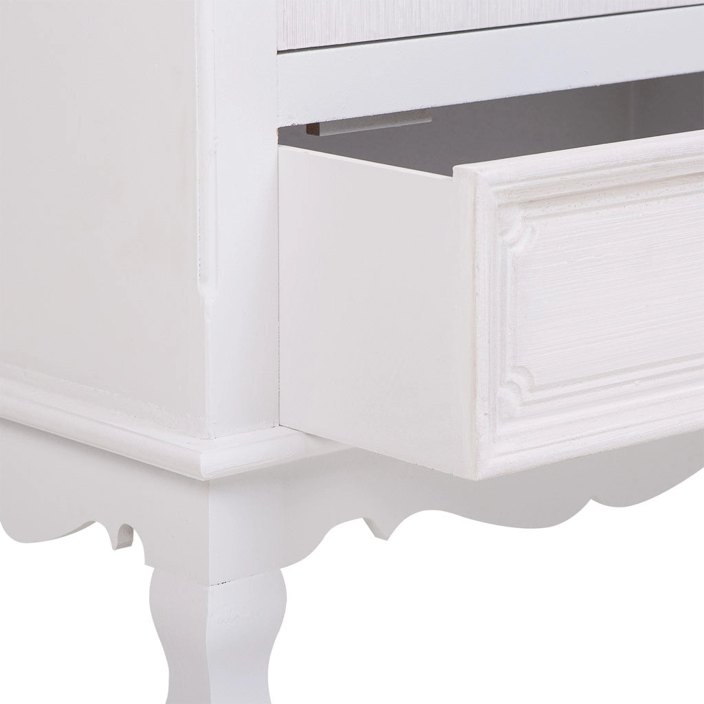 Vetrina in legno e vetro con 1 anta e 1 cassetto bianco 48x32x120