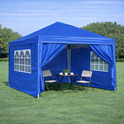 Pavillon pieghevole 3 x 3 m blu con 4 pareti laterali, struttura in acciaio, impermeabile e resistente ai raggi UV