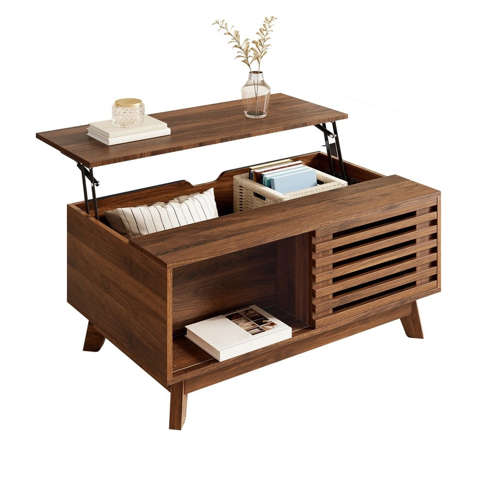 Tavolino da Caff¨¨ Moderno ¨C Xylo ¨C Effetto Noce, MDF, Piano Regolabile, Ante a Scorrimento