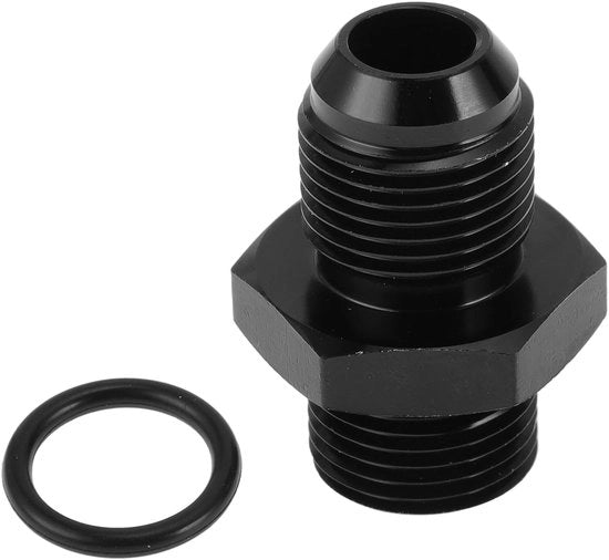 Riduttore di flare maschio - Connettore di carburante - Connettore universale - Materiale: alluminio con O-ring - Colore: nero - Adatto per veicoli
