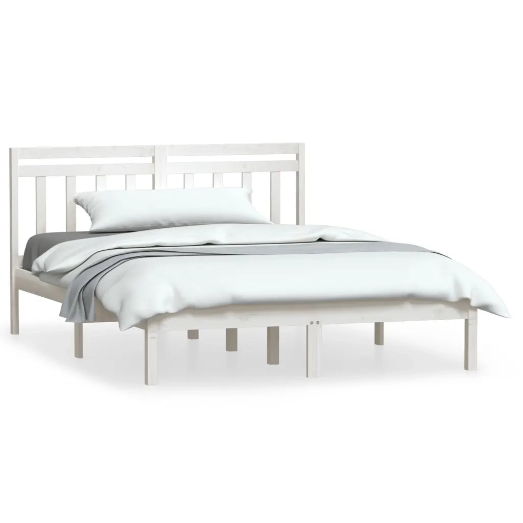 vidaXL Giroletto Bianco 135x190 cm Double in legno Massello