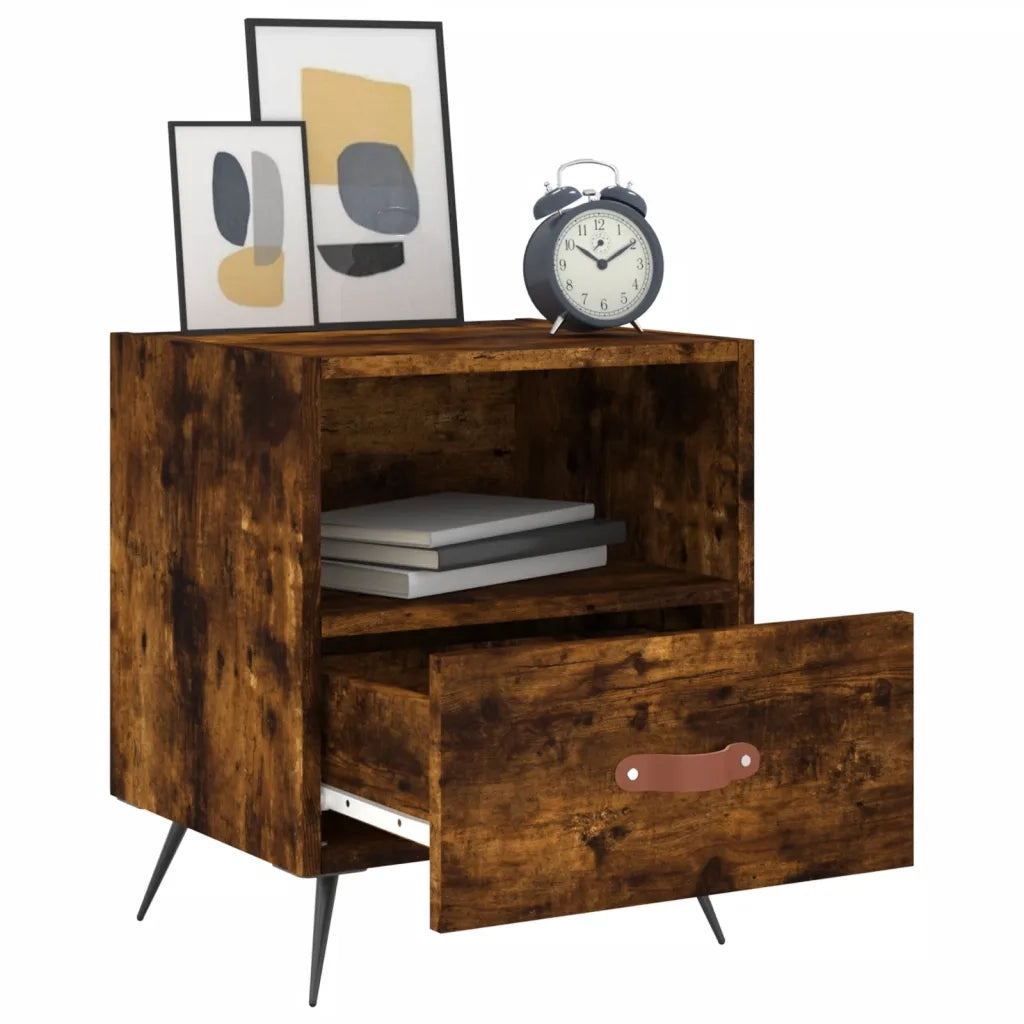 Comodino Rovere Fumo 40x35x47,5 cm in Legno Multistrato 827382