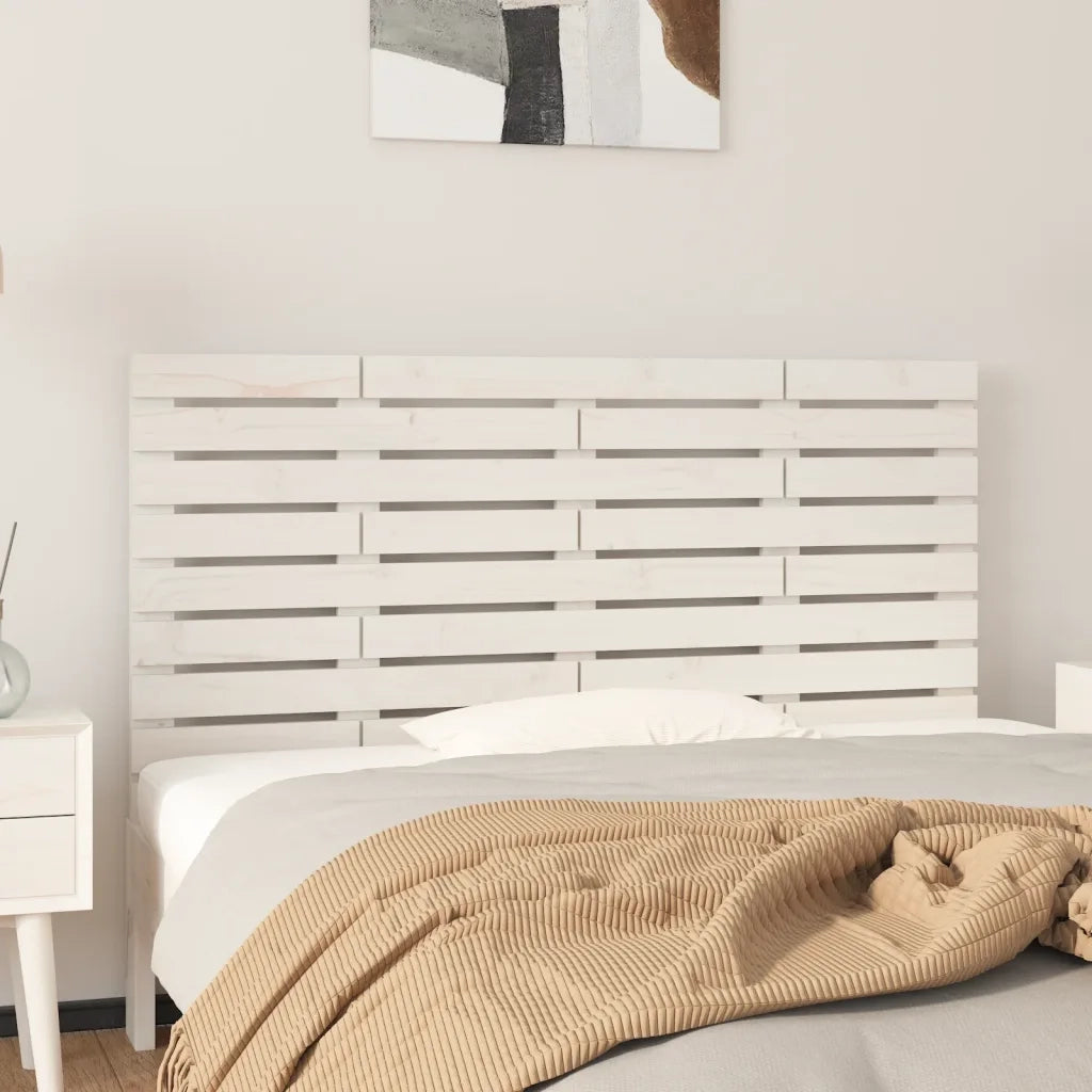 Testiera da Parete Bianca 146x3x63 cm in Legno Massello di Pino