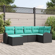 Set di divani con cuscino 6 pcs Nero e Turchese polyrattan 3354785