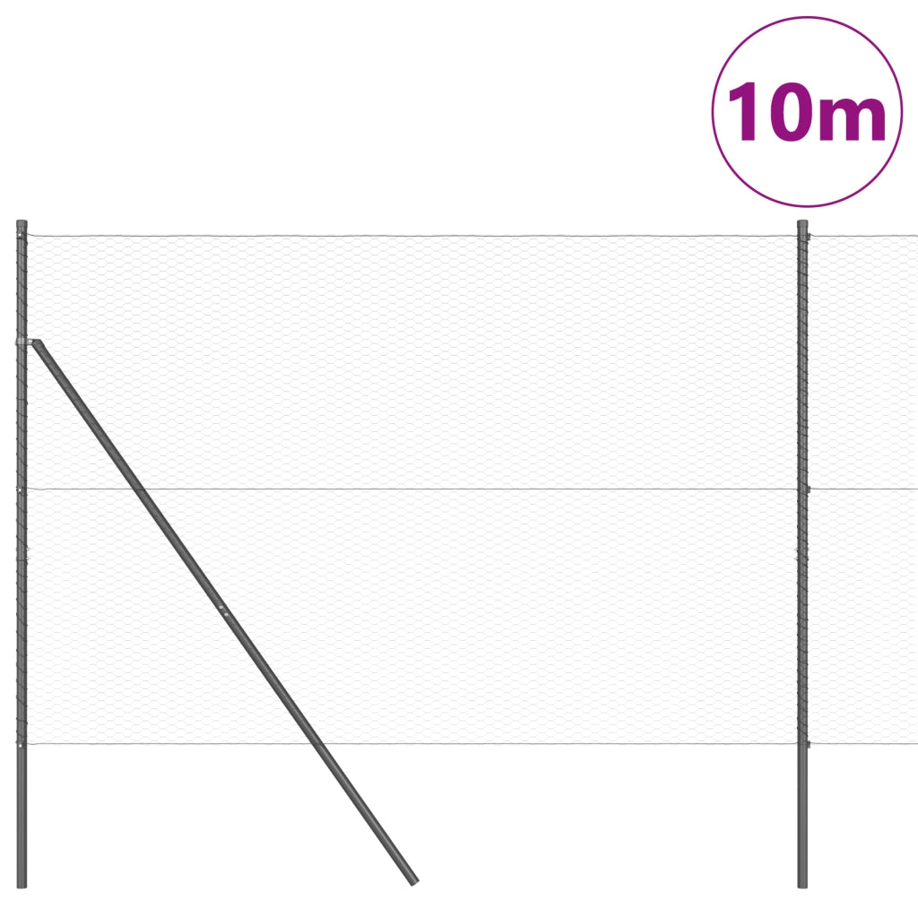 Recinzione Esagonale  Grigio 1,6x10 m Acciaio