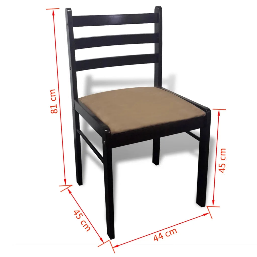 Sedie da Pranzo 6 pz Marroni in Legno Massello e Velluto 272091