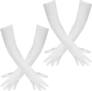 Set di 2 paia di guanti lunghi in seta bianca - Eleganti e classici - Adatti per carneval, opera e feste di nozze