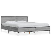 Letto matrimoniale | Letto per adulti | Giroletto Grigio Sonoma 150x200 cm in Legno Multistrato Metallo