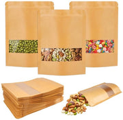 50 Sacchetti di Carta con Finestra, 14x20cm Sacchetti di Carta Rialzati, Sacchetti Ziplock in Carta, Sacchetti di Carta per Alimenti, Sacchetti Rialzati per Notizie, Caffè, Tè, Dolci, Snack