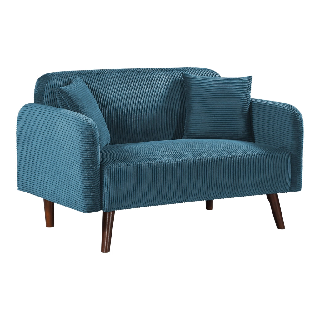 Divano Midt a 2 Posti in Velluto a Corde con Braccioli e 2 Cuscini - Blu [en.casa]