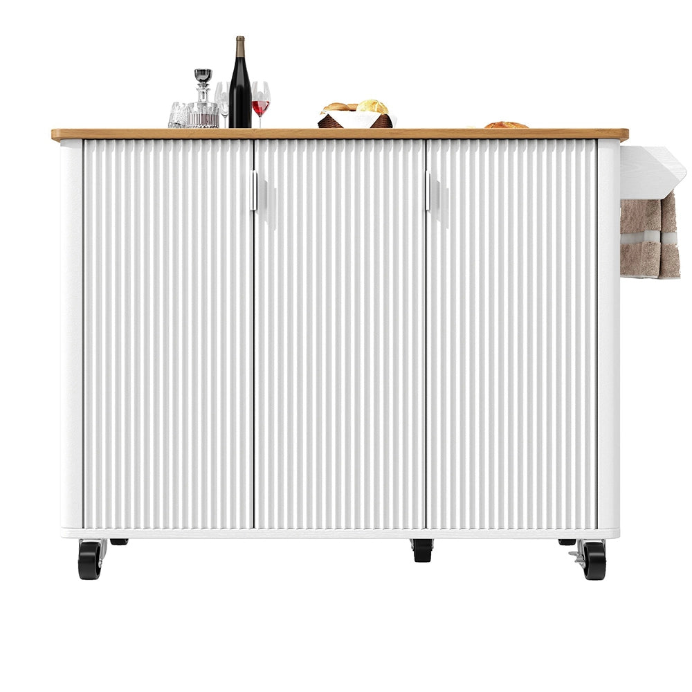 Isola cucina con legno - Xylo - 130x45x92cm 3 ante regolabile